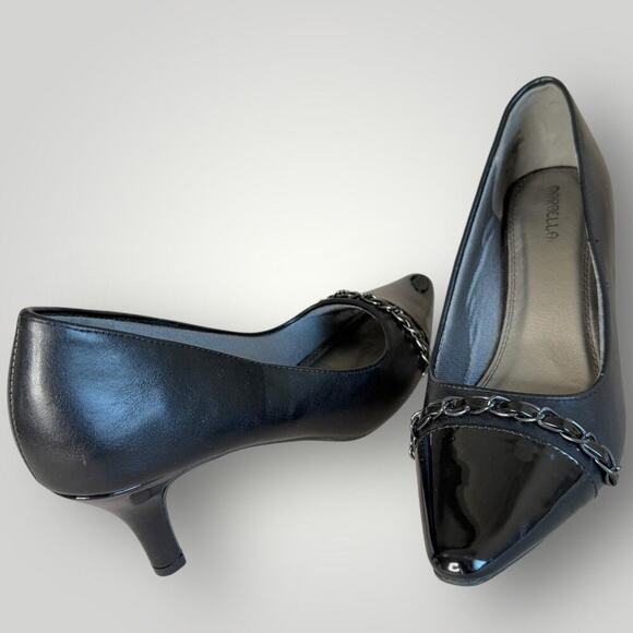 Marbella Faux Leather Patent Heel Pump Pointed Toe Slip On Shoes Size 9.5 Black - Picture 1 of 13